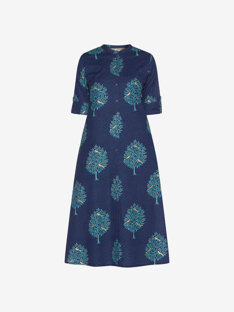 Utsa Indigo Fruit Patterned A-Line Kurta