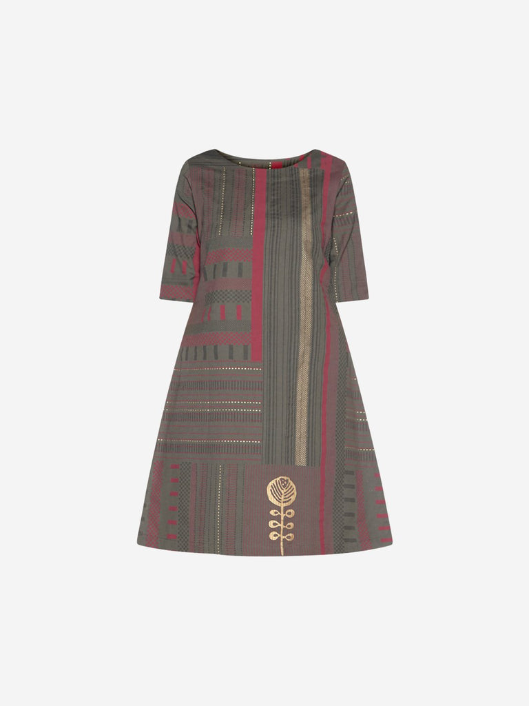 Utsa Smoke Grey Straight Embroidered Kurti