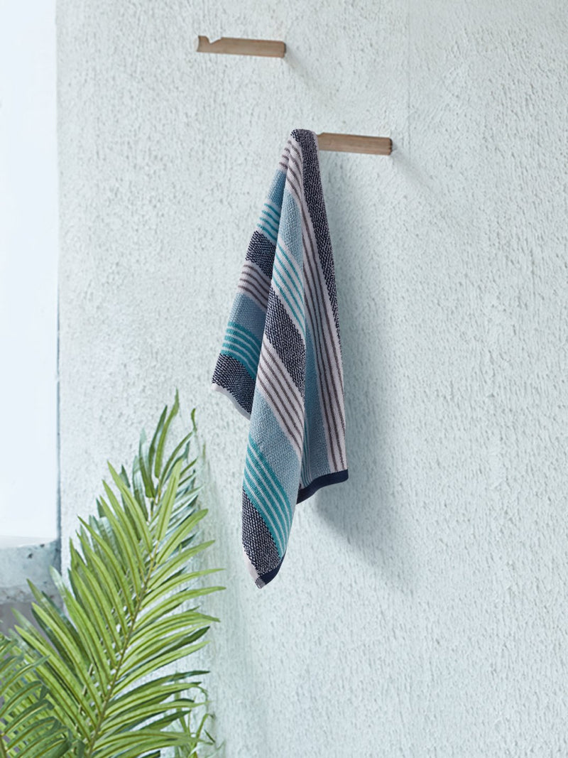 Westside Home Blue Striped 500 GSM Hand Towel