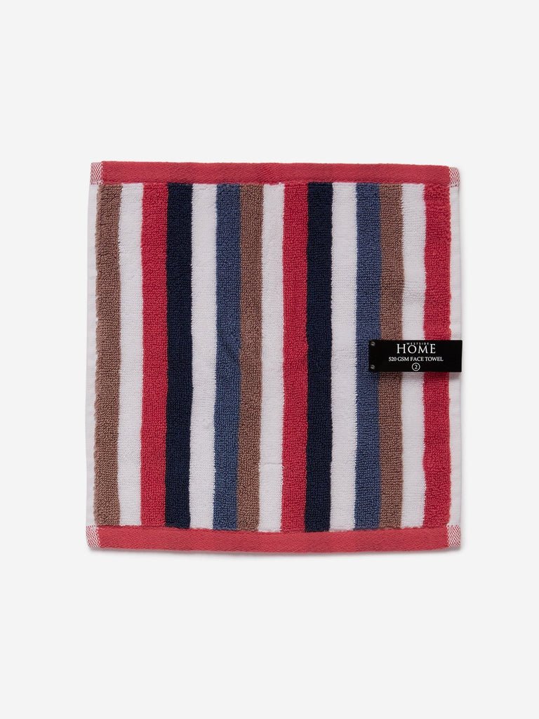 Westside Home Multicolour Striped 500 GSM Face Towel Set Of Two