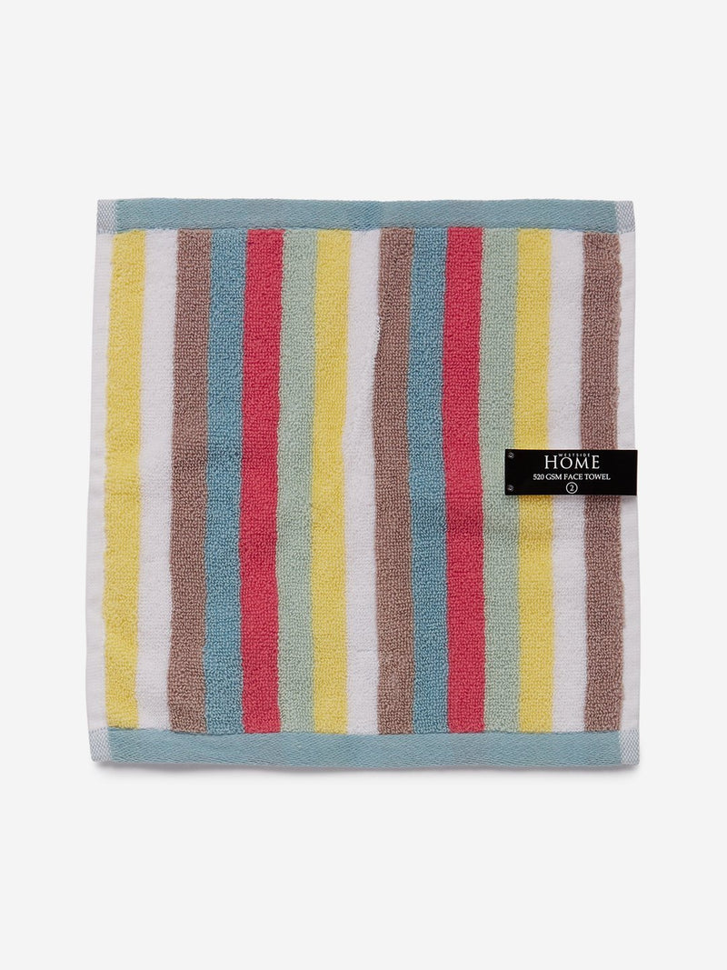 Westside Home Multicolour Vibrant Striped 500 GSM Face Towel Set Of Two