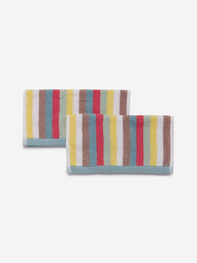 Westside Home Multicolour Vibrant Striped 500 GSM Face Towel Set Of Two