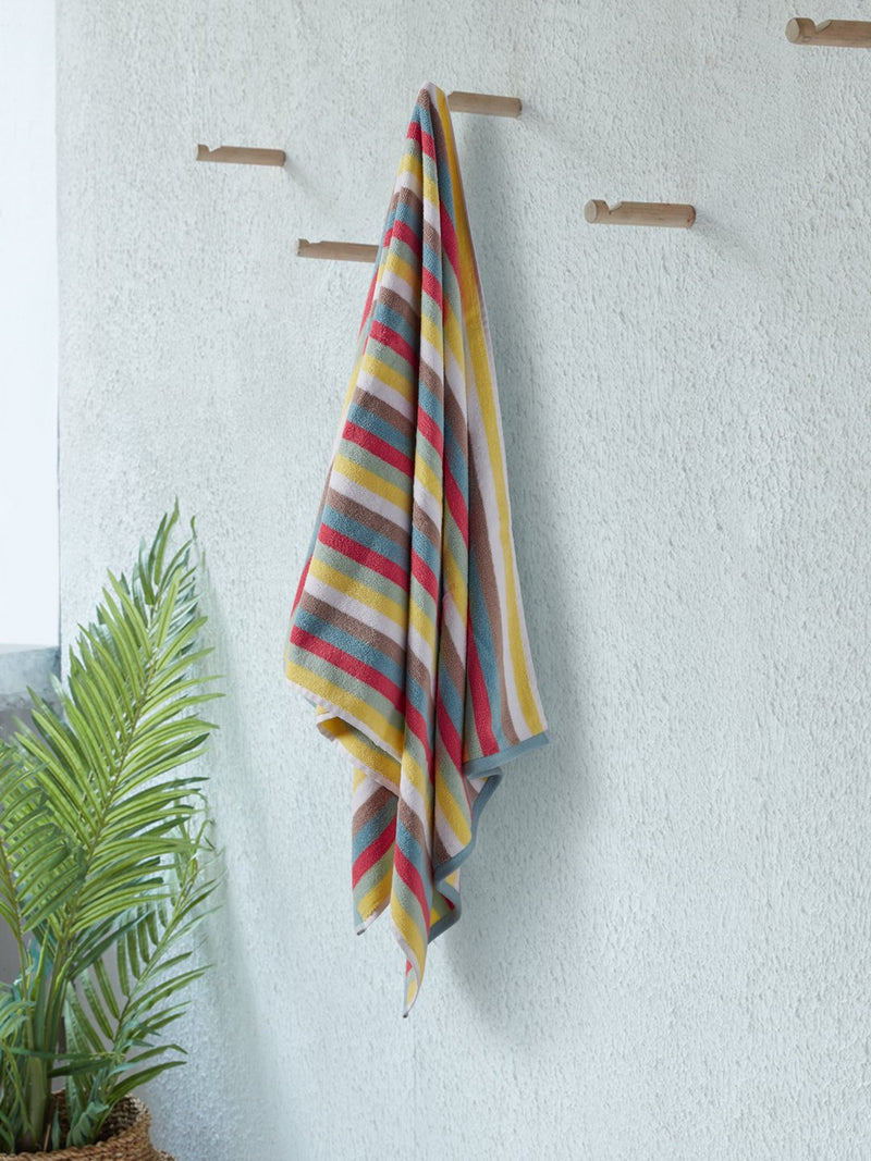 Westside Home Multicolour Vibrant Striped 500 GSM Bath Towel