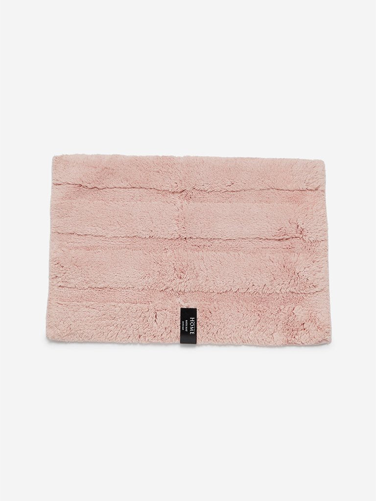 Westside Home Light-Pink Self-Striped Bath Mat