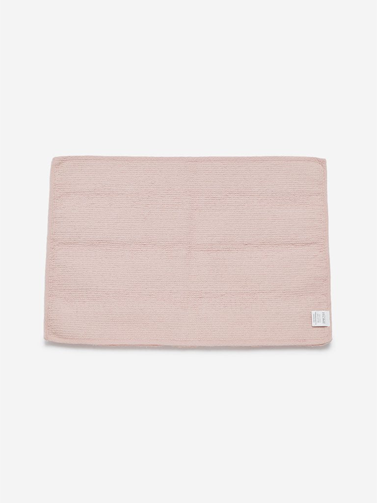 Westside Home Light-Pink Self-Striped Bath Mat