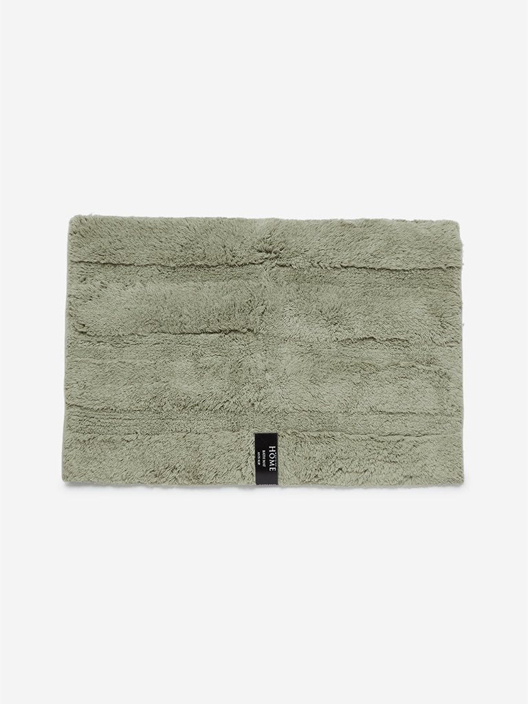 Westside Home Sage-Green Self-Striped Bath Mat