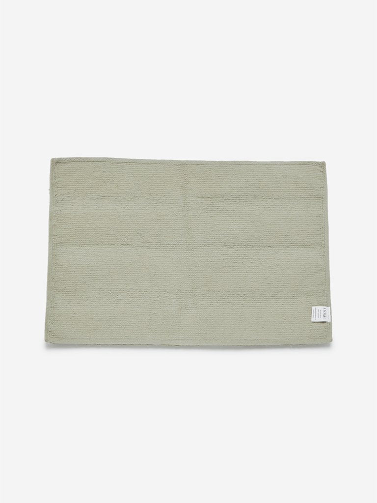 Westside Home Sage-Green Self-Striped Bath Mat