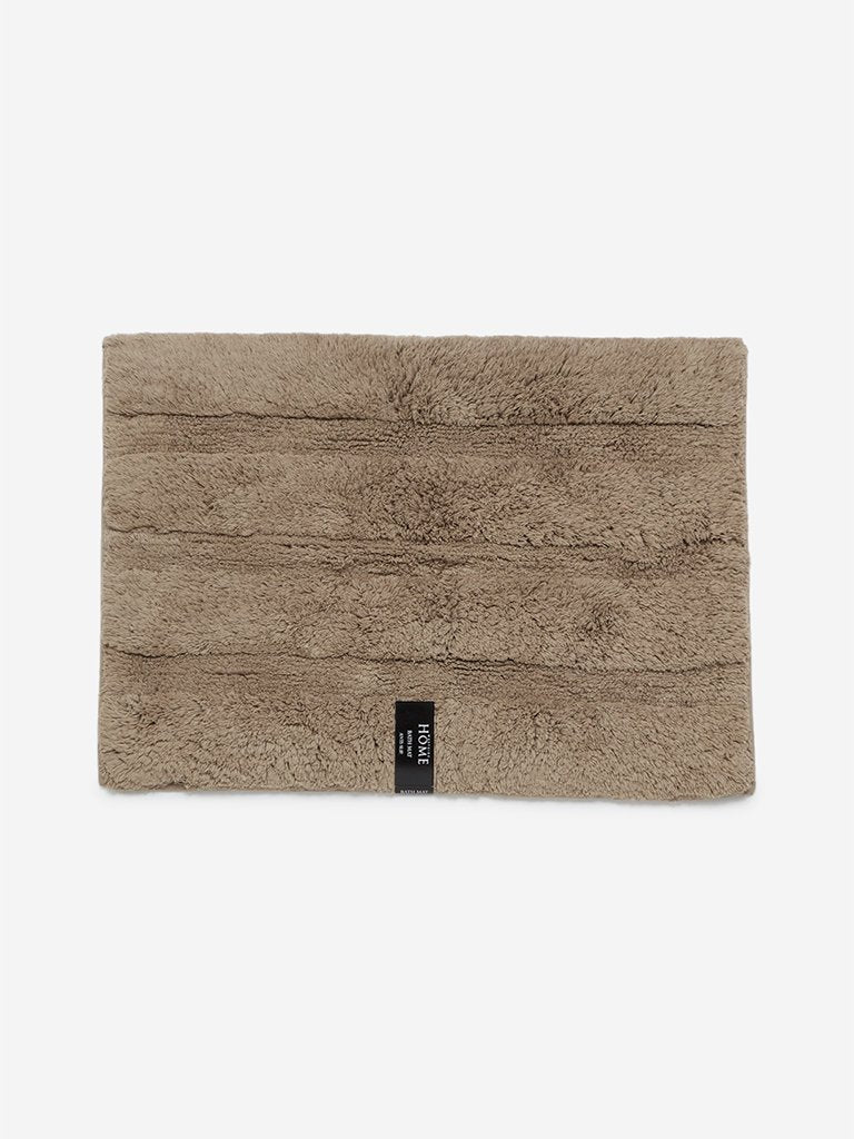 Westside Home Taupe Self-Striped Bath Mat