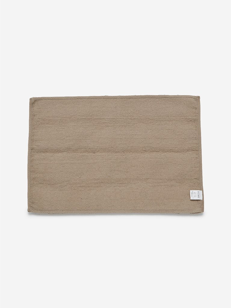 Westside Home Taupe Self-Striped Bath Mat
