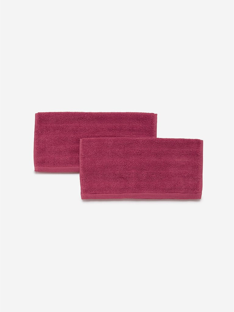 Westside Home Dark-Pink 520 GSM Face Towel Set Of Two