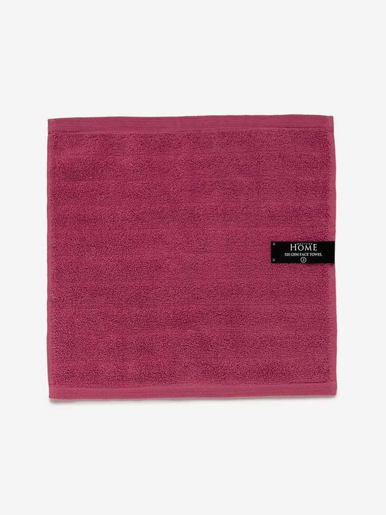 Westside Home Dark-Pink 520 GSM Face Towel Set Of Two