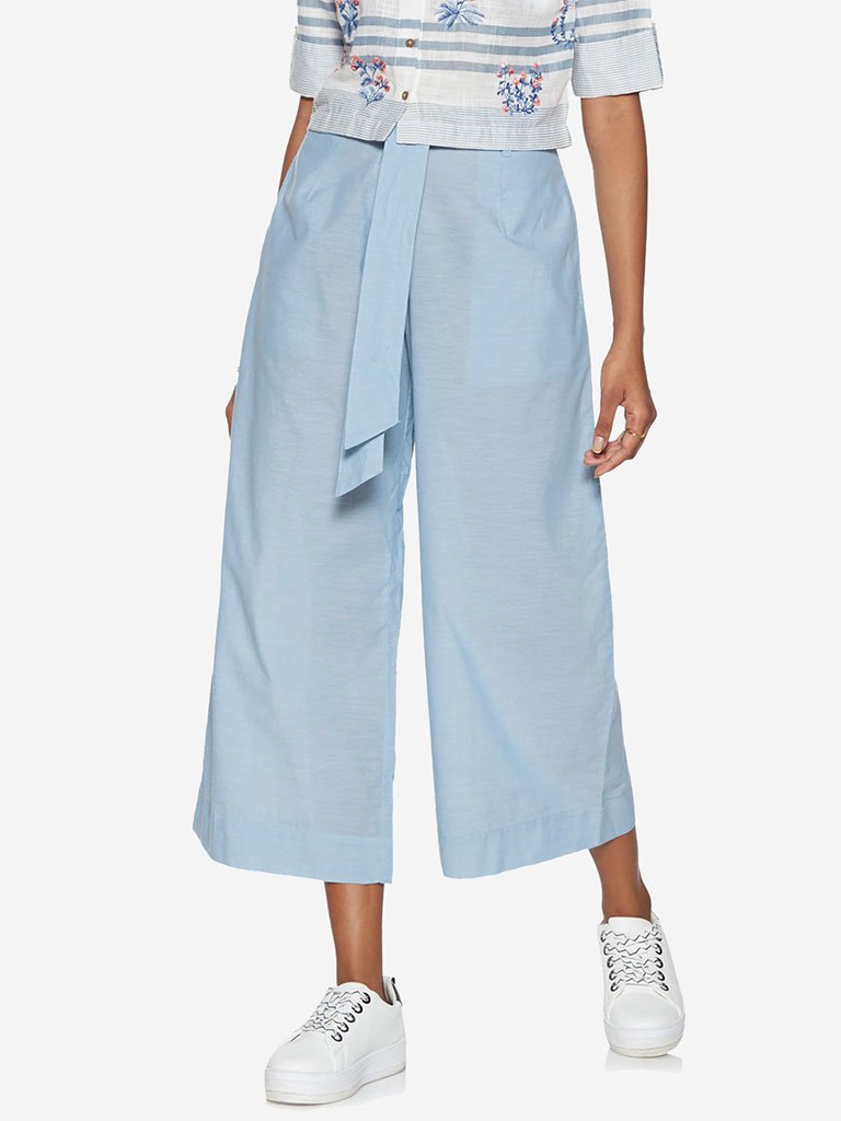 Bombay Paisley Blue Belted Palazzos