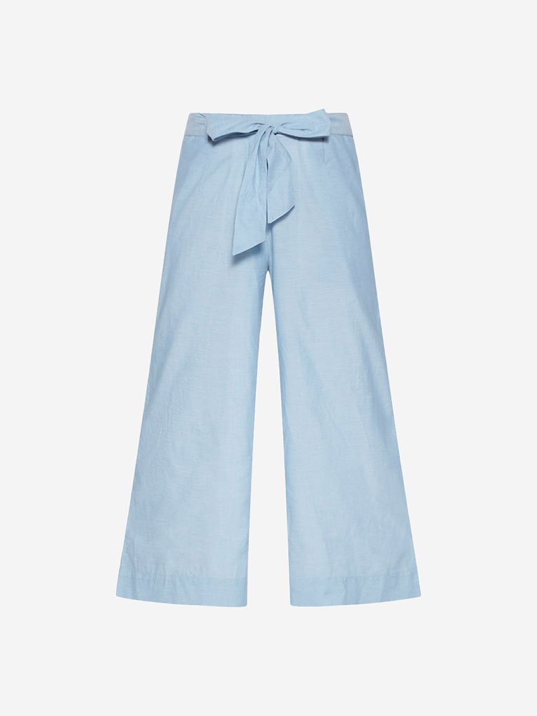 Bombay Paisley Blue Belted Palazzos