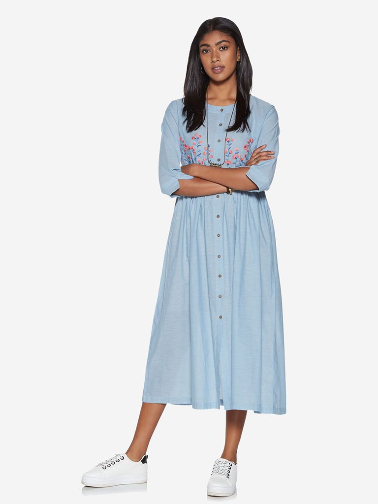 Bombay Paisley Blue Fit-And-Flare Dress