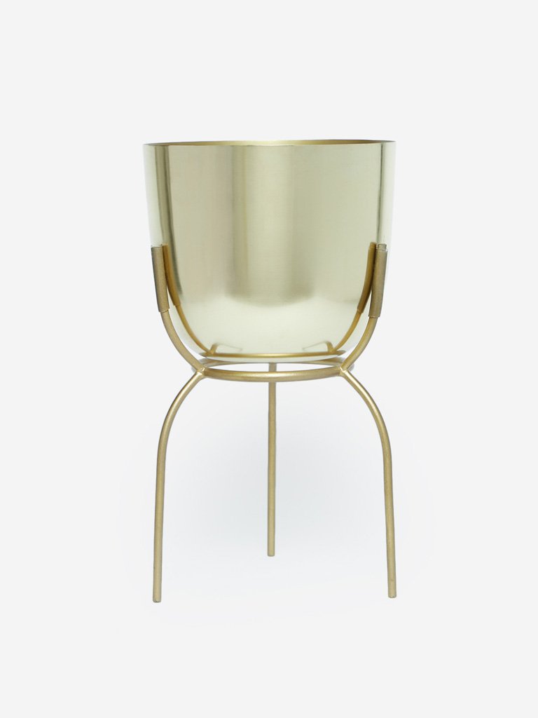 Westside Home Gold Oval Planter With Stand