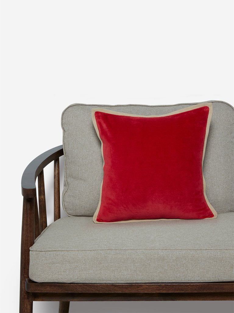 Westside Home Red Velveteen Cushion Cover