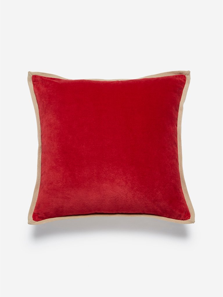Westside Home Red Velveteen Cushion Cover