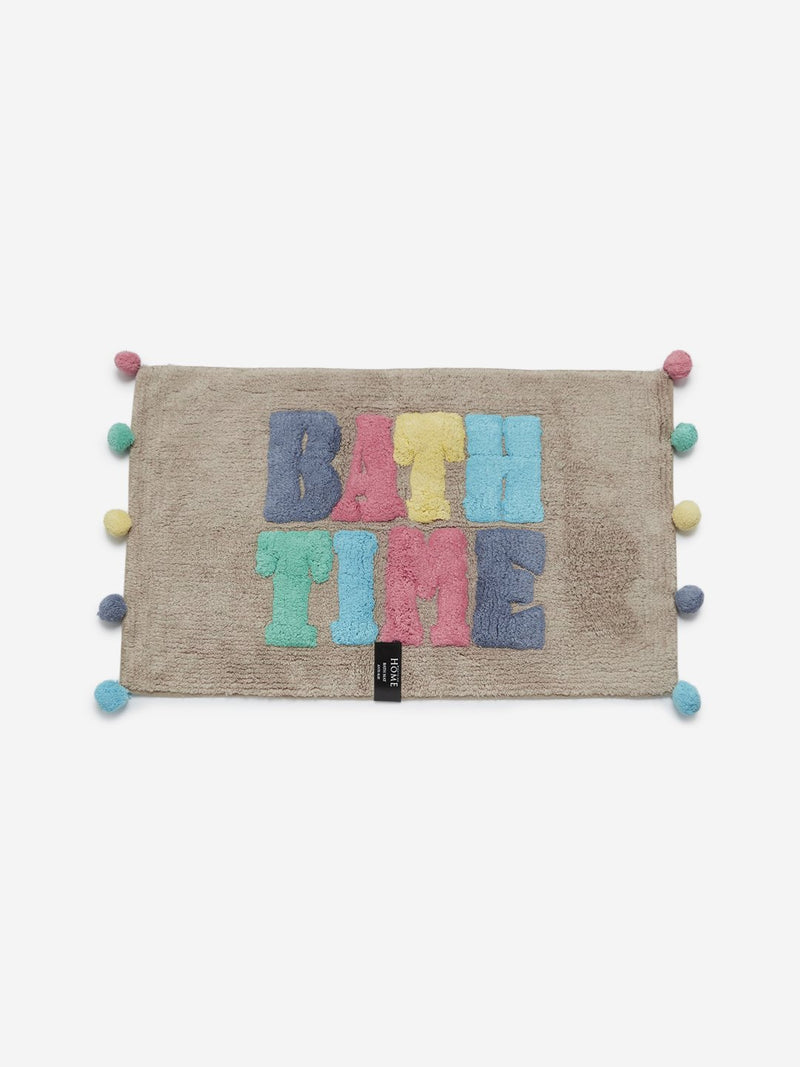 Westside Home Taupe Text Patterned Bath Mat
