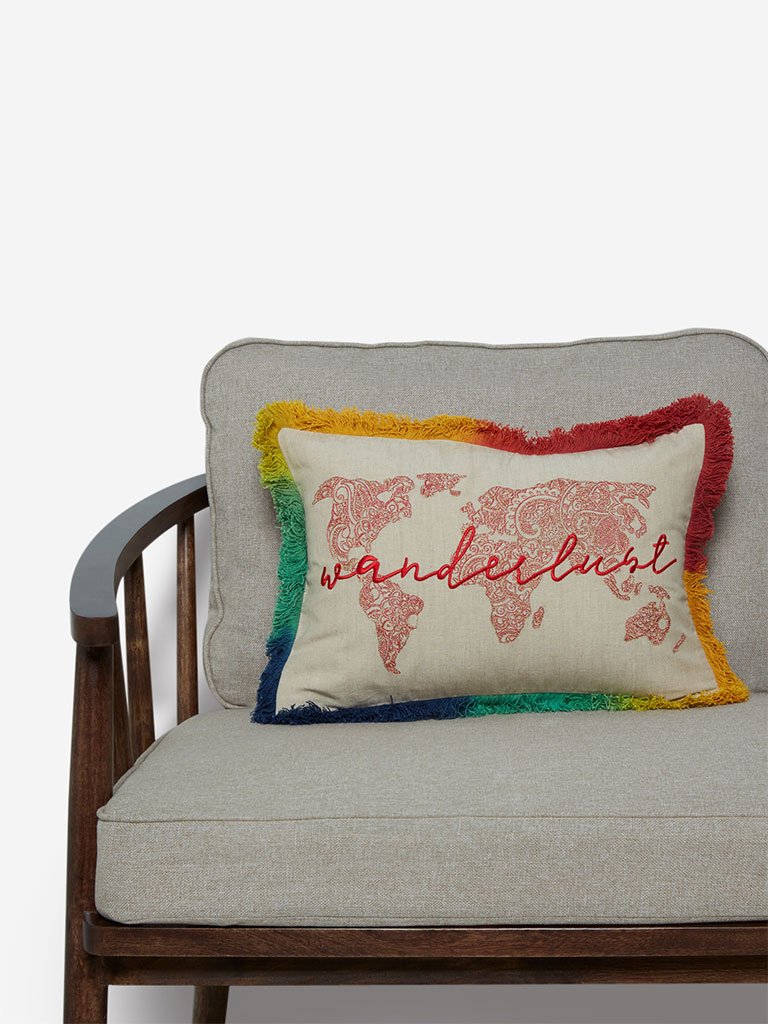 Westside Home Multicolour Wanderlust Embroidered Cushion Cover