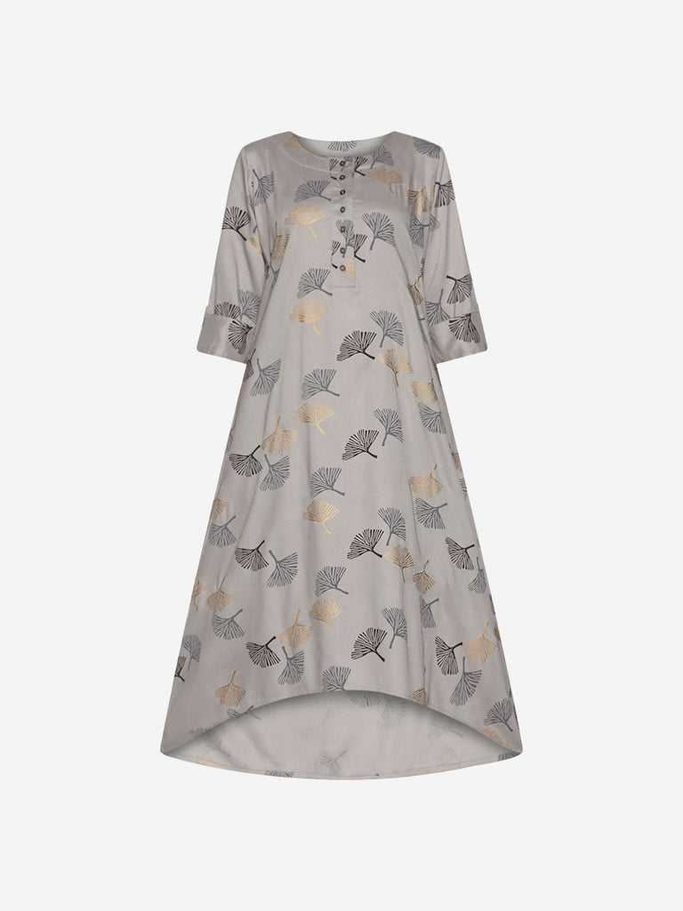 Utsa Light Grey Printed High-Low Kurta