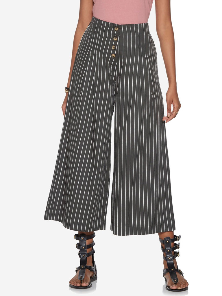 Bombay Paisley Charcoal Striped Palazzos