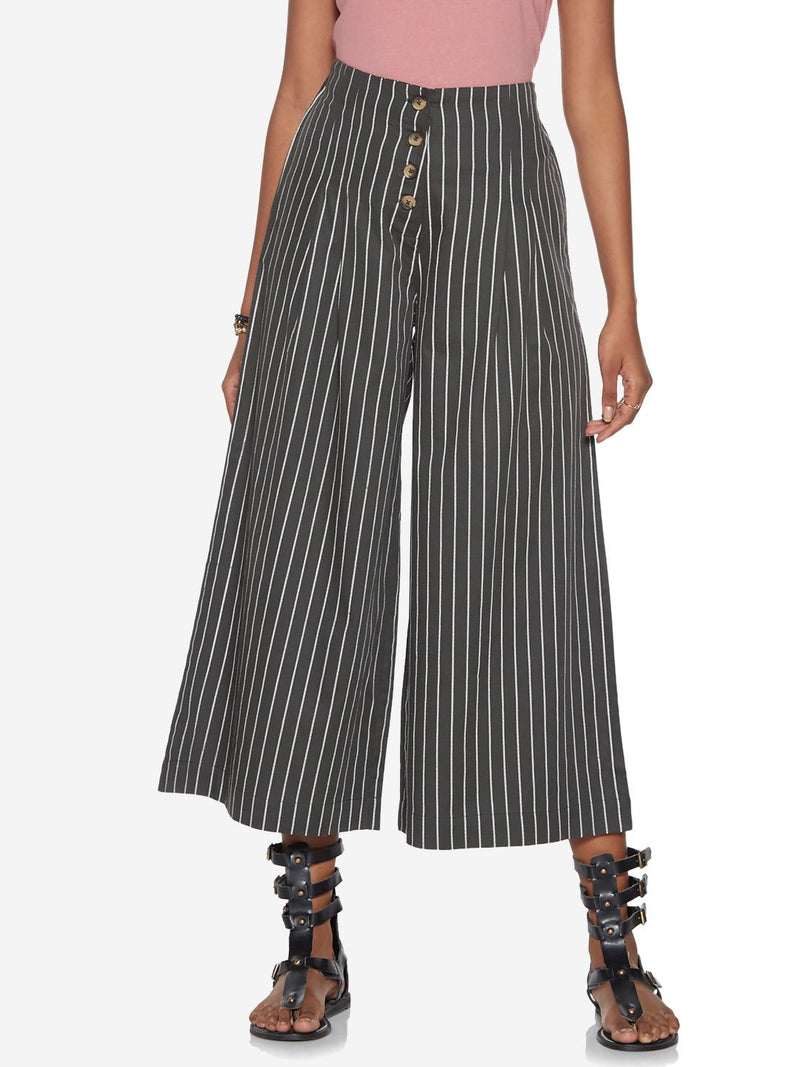 Bombay Paisley Charcoal Striped Palazzos