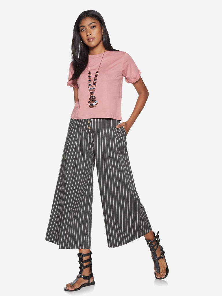 Bombay Paisley Charcoal Striped Palazzos