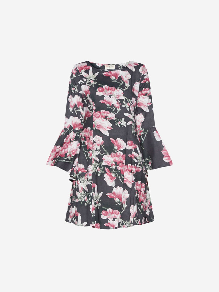 Bombay Paisley Pink Floral Flute Sleeve Dress