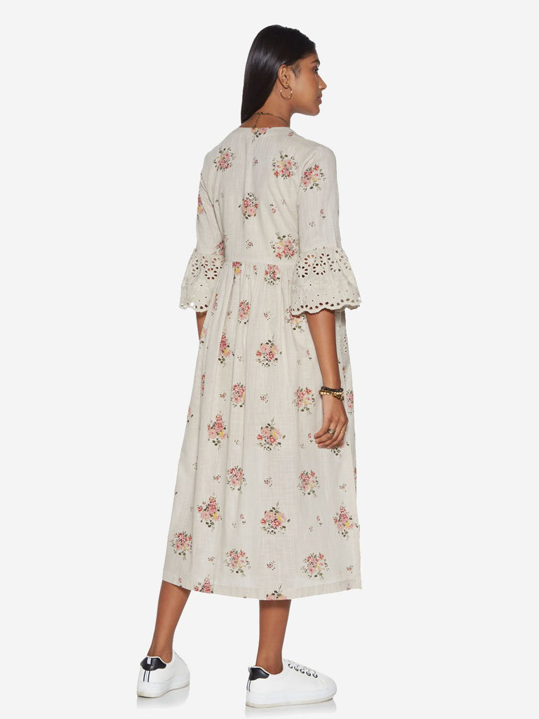 Bombay Paisley Off White Fit-And-Flare Dress