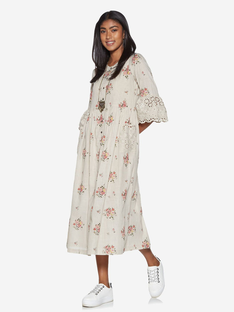 Bombay Paisley Off White Fit-And-Flare Dress