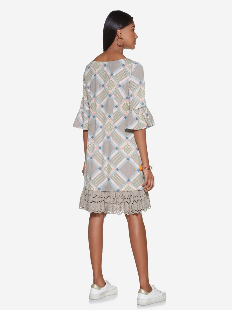 Bombay Paisley Grey Geometrical Print Dress