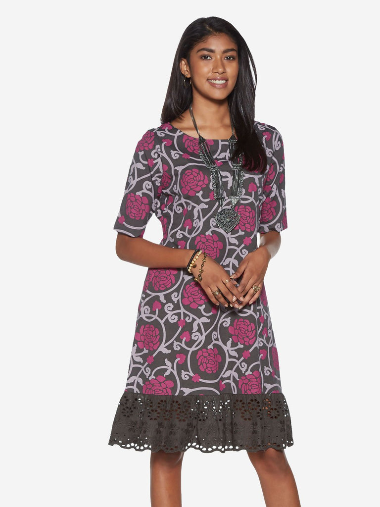 Bombay Paisley Pink Floral Pattern A-Line Dress