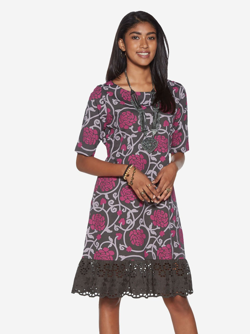 Bombay Paisley Pink Floral Pattern A-Line Dress