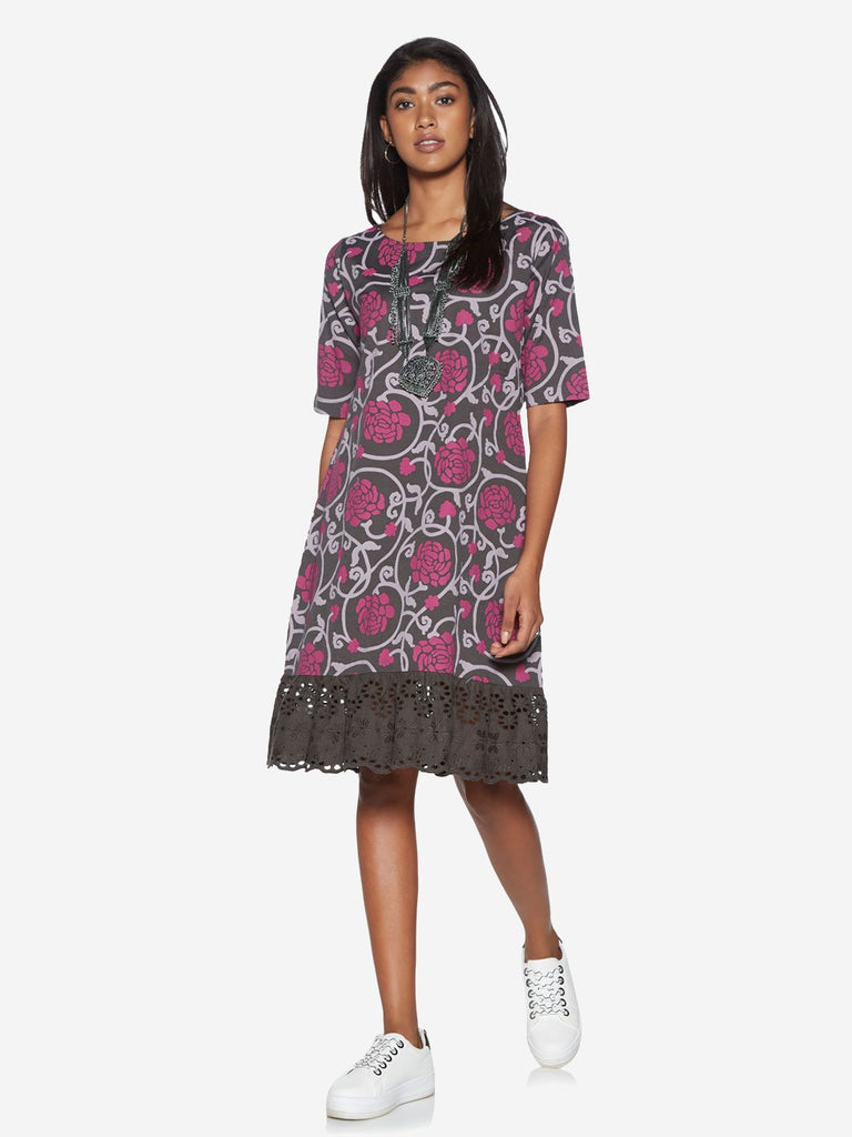 Bombay Paisley Pink Floral Pattern A-Line Dress