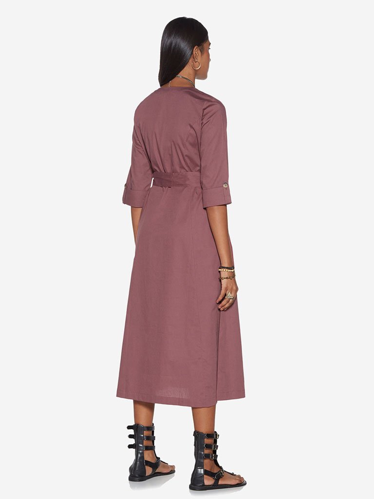 Bombay Paisley Dusty Rose Floral Belted Dress