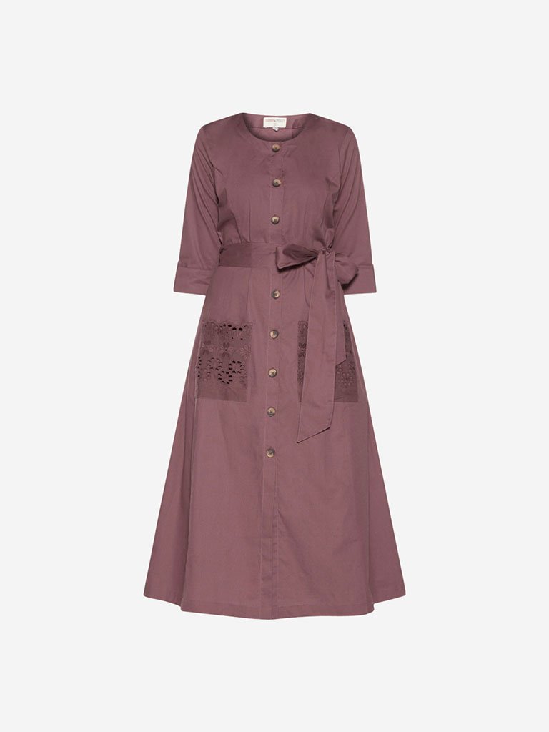 Bombay Paisley Dusty Rose Floral Belted Dress