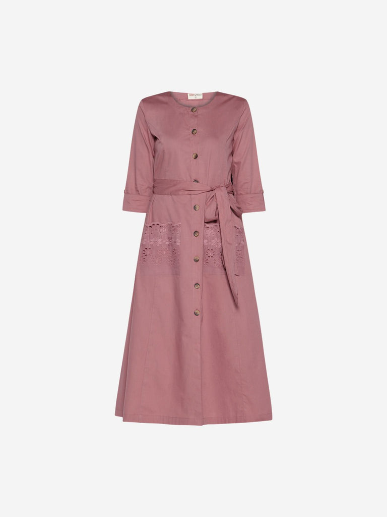 Bombay Paisley Mauve Pure Cotton Dress With Belt