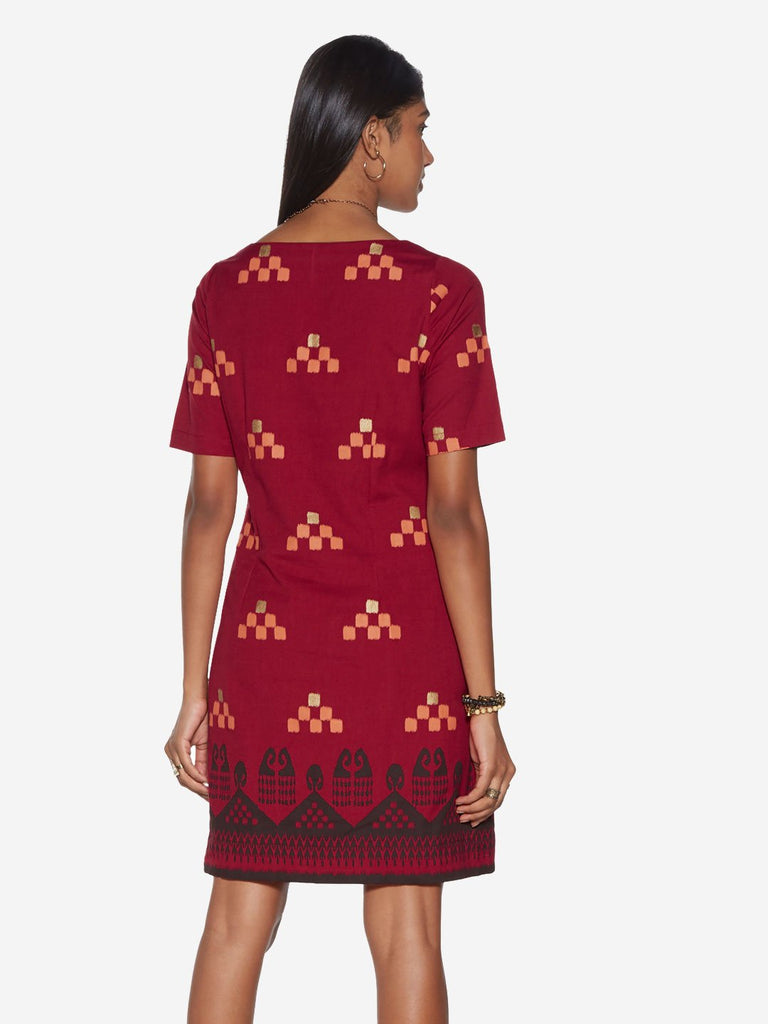 Bombay Paisley Red Square Design Shift Dress