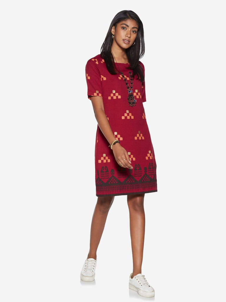 Bombay Paisley Red Square Design Shift Dress