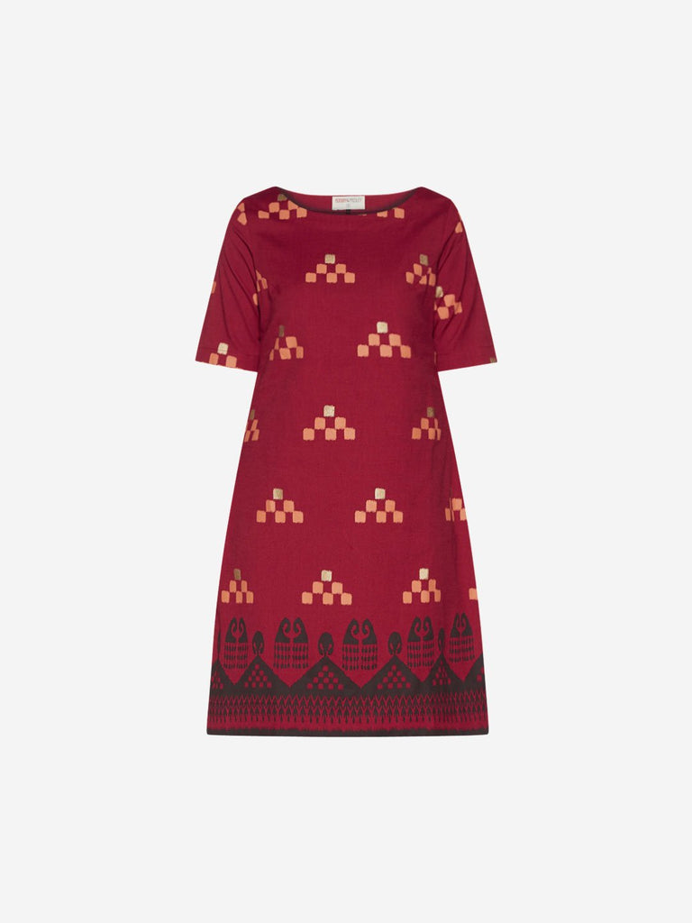 Bombay Paisley Red Square Design Shift Dress