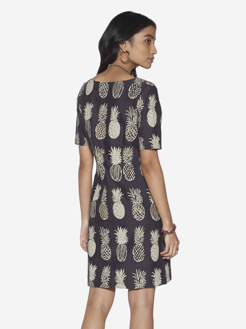 Bombay Paisley Navy Pineapple Print Dress