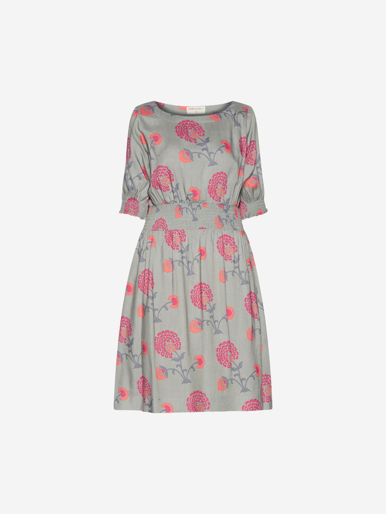 Bombay Paisley Grey Floral Fit-And-Flare Dress