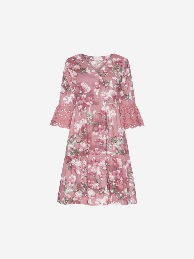 Bombay Paisley Pink Floral Fit-And-Flare Dress