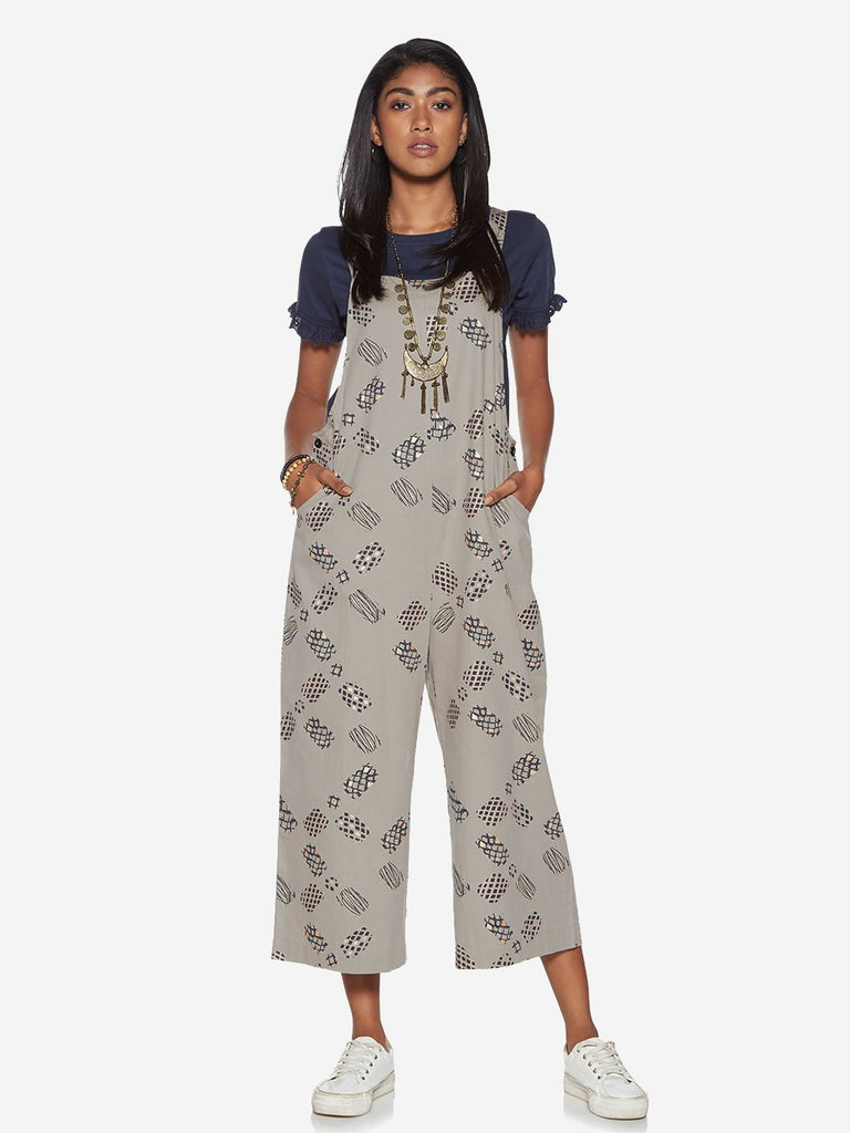 Bombay Paisley Grey Pineapple Print Dungarees