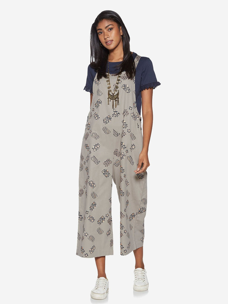 Bombay Paisley Grey Pineapple Print Dungarees