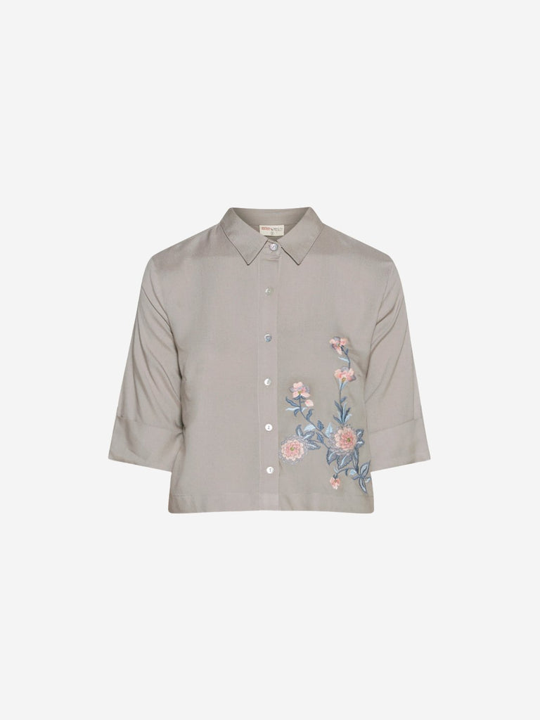 Bombay Paisley Grey Floral Embroidery Blouse