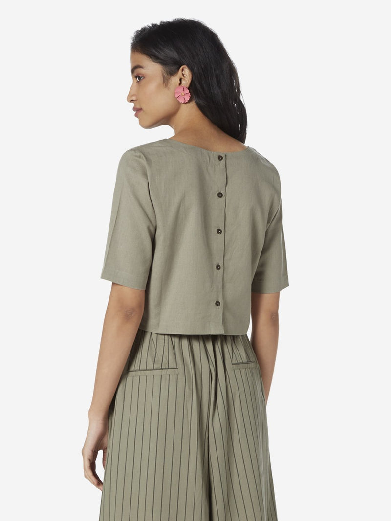 Bombay Paisley Grey Pineapple Print Crop-Top