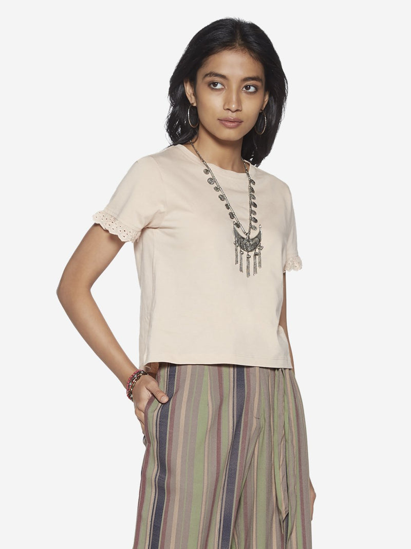 Bombay Paisley Peach Broderie Anglaise Top