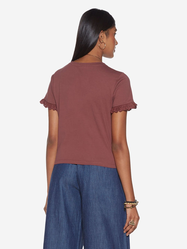 Bombay Paisley Dusty Rose Broderie Anglaise Top