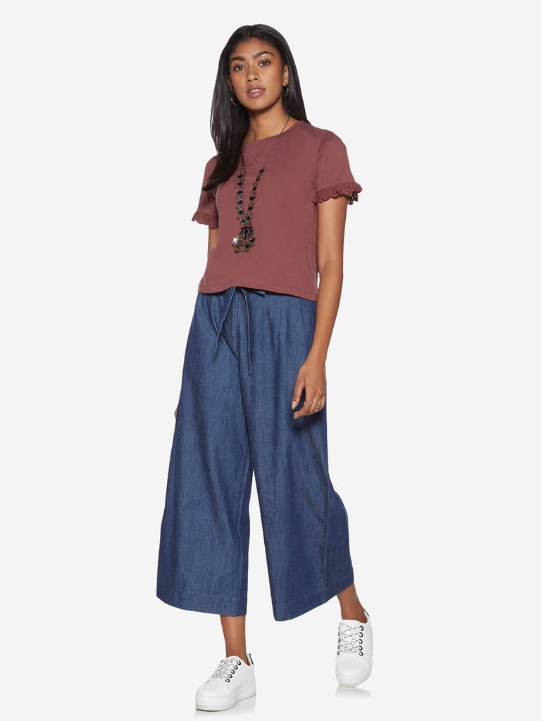 Bombay Paisley Dusty Rose Broderie Anglaise Top